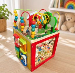 Battat – Activity Cube with Farm Theme – Educational Wooden Toys for Toddlers and Kids – 1 Year