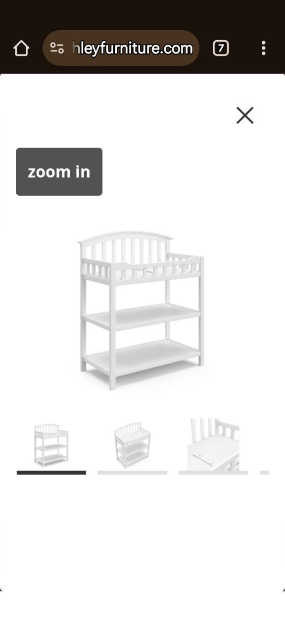 Graco brand infant changing table. Wood construction with white finish. New and fully assembled.