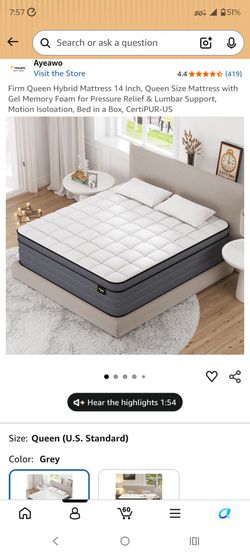 Queen size bed frame with Mattress new