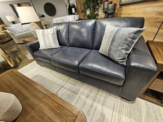 New Admiral Blue Leather Sofa
