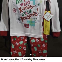 Brand New Size 4T Holiday Sleepwear.