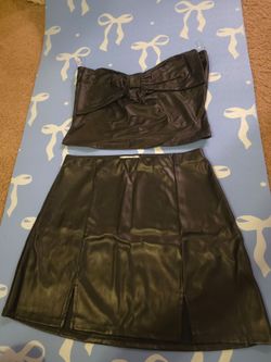 Black Faux Leather Two-Piece Set