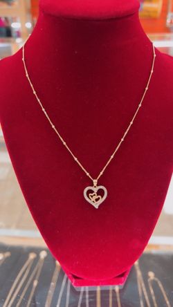 14k Double Heart Pendant and necklace