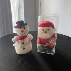 Santa and Snowman Plush Set Beanies Babies   