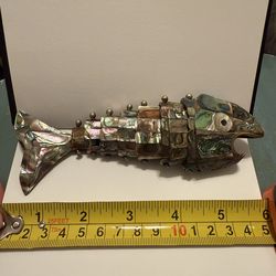 Abalone Fish Silver Metal Flat Bottle Opener Curved Tail Design, Mexico Vintage