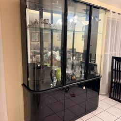 Black lacquer finish and glass China Cabinet