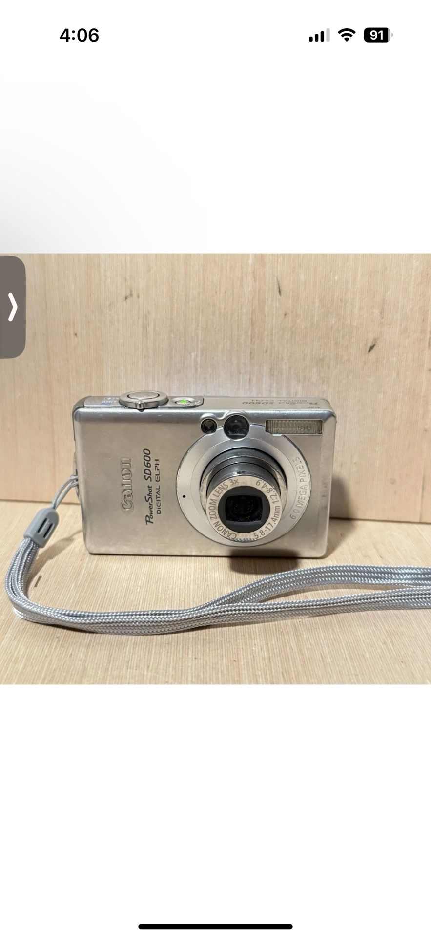CANON PowerShot SD600 Digital ELPH Camera Tested Good w/Bat-Char-Card Read Blw!