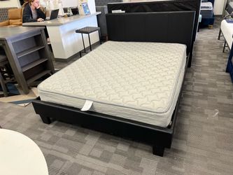 Black Faux Leather Platform Bed Frame