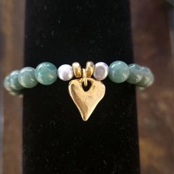 Jade Pearl Heart of Gold Bracelet