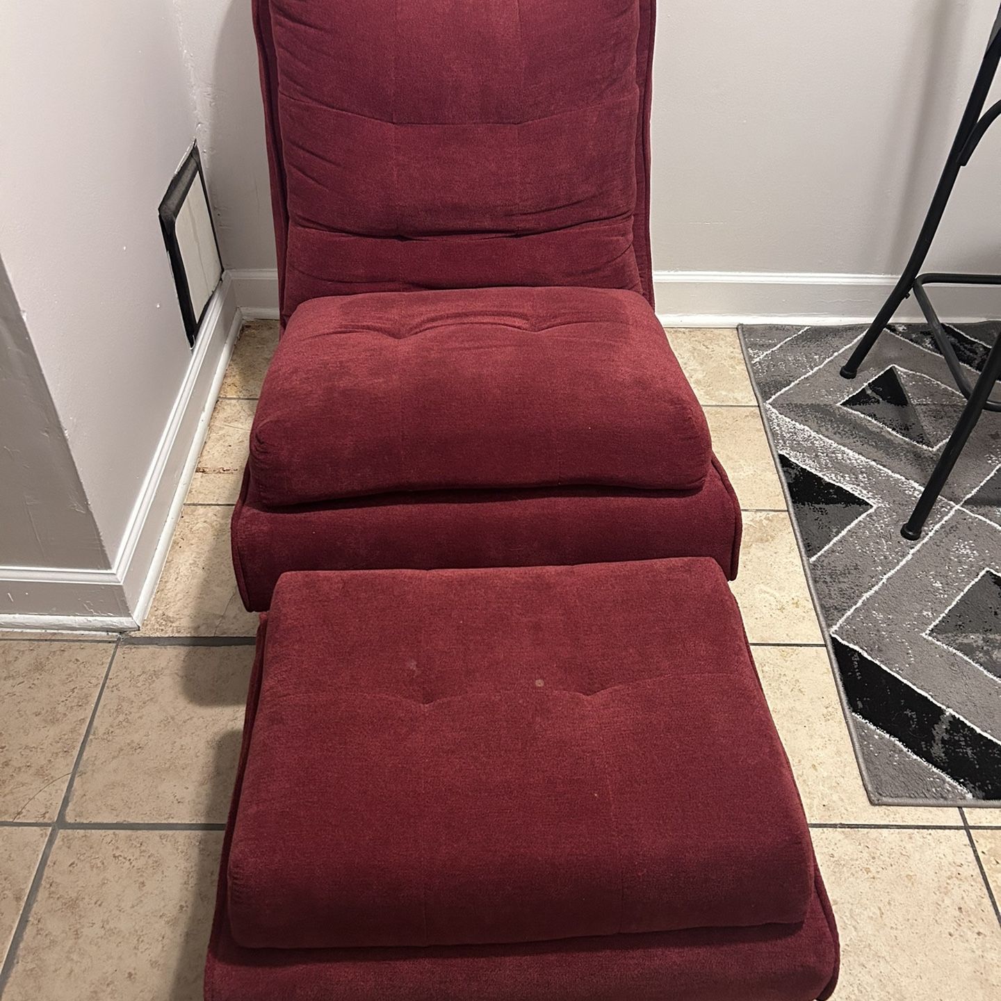 Red Chair With Ottoman 