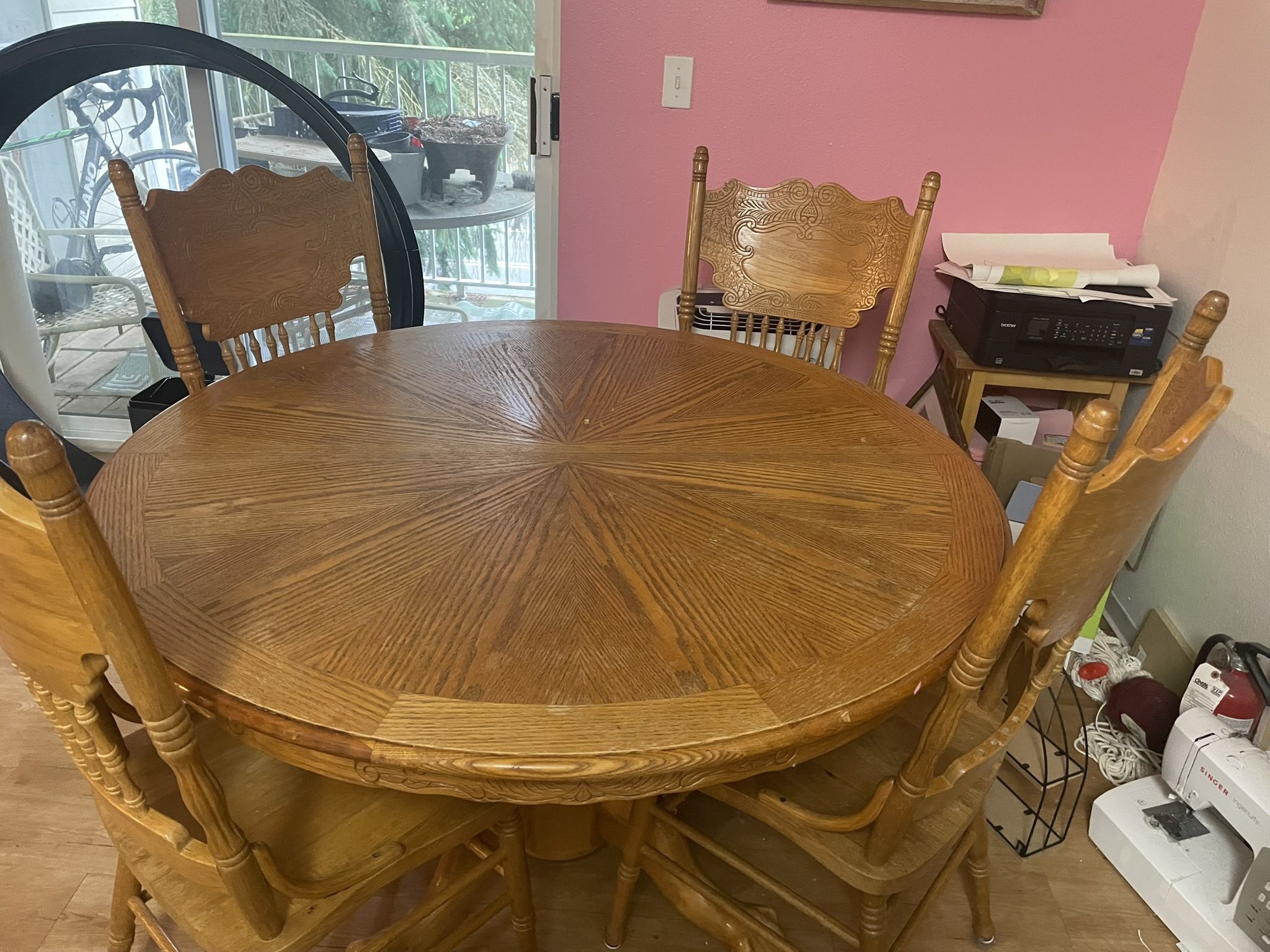 dining table with leaf and 4 chairs