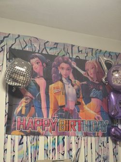 Happy Birthday K Pop Demon Hunters Backdrop sign