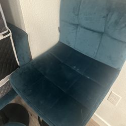 Teal Velvet Bar Chairs & Black Cocktail Tables 