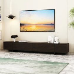 Modern TV Stand, UP to 80" Spacious Storage Media Console for Living Room - Brown