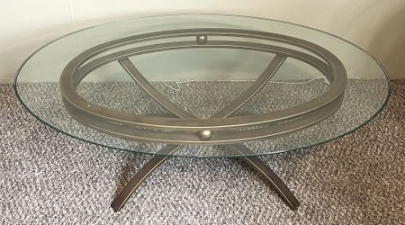 Brass-tone Glasstop Coffee Table