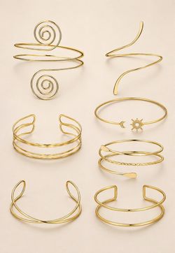 Gold-Tone Cuff Bracelet Set of 7