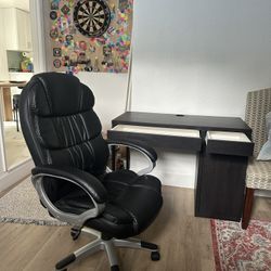 Desk, Office Chair , And Mini Fridge 
