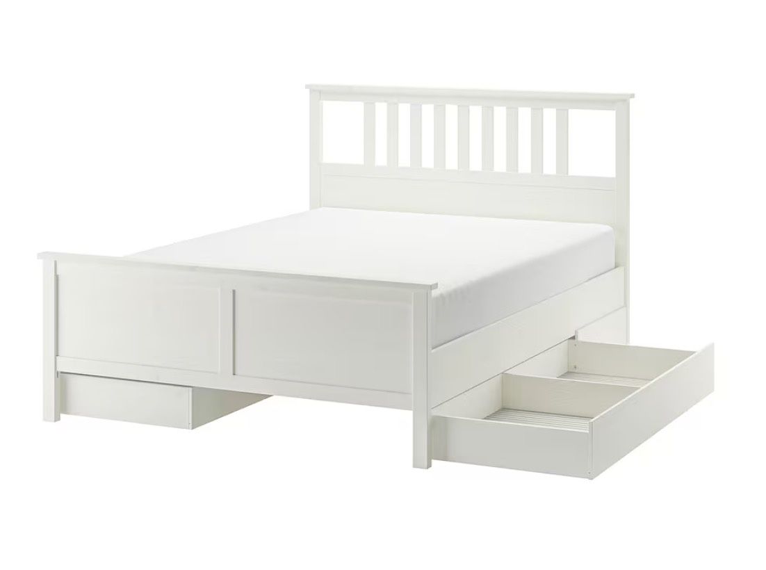 Ikea HEMNES Full Bed frame with 4 storage boxes