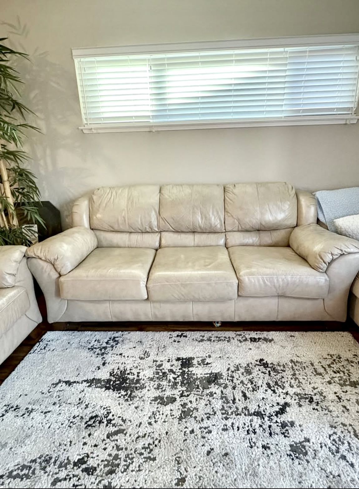 Beige leather sofa