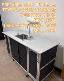 Awesome Portable Sink - hot and cold water, tanks and lots of storage! For Sale
