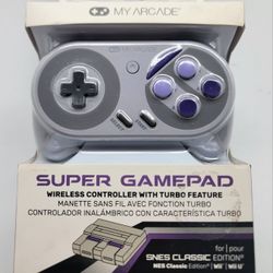 My Arcade Super Gamepad - Wireless Gaming Controller for Nintendo SNES Classic, NES Classic, Super Famicom, Wii, Wii U (Super NES Colors)