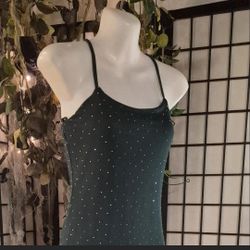 Women's Green Rhinestone Evening Gown