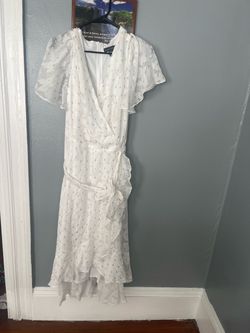 White Floral Wrap Midi Dress