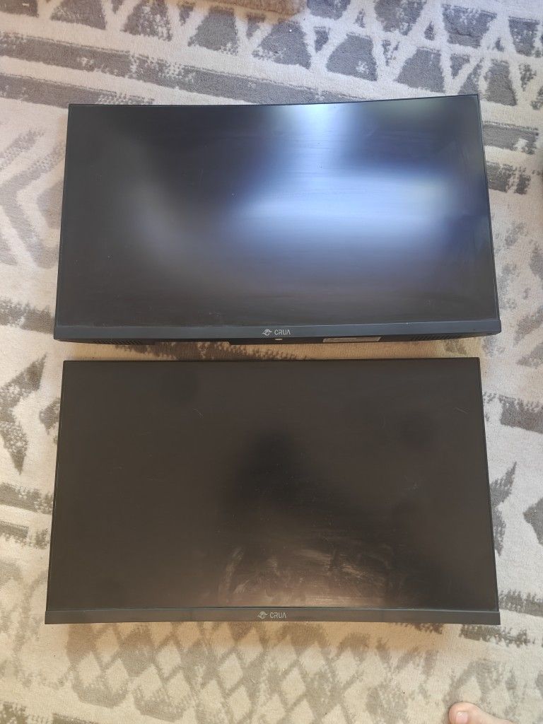 2- Crua 24" Curved Gaming HD Monitors With Dual Monitor Arm. 