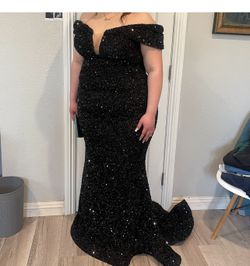 Black Sequin Prom dress Plus Size 16