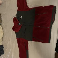 North Face Fleece Jacket  Red/Grey Mens XL