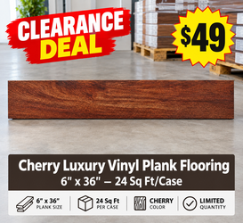 Brand New Clearance Luxury Vinyl Plank Flooring 6" x 36" – $49