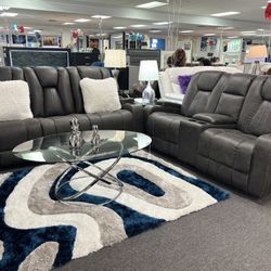 Gray SOFA&LOVESEAT Set W/ 4 Manual Recliners For Sale (we Deliver) Furniture Blowout 