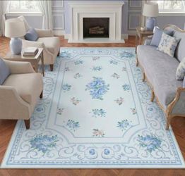8x10 Boho Oushak Area Rug, Floral Washable Non Slip Low Pile Area Rug, Oeko-Tex Certified