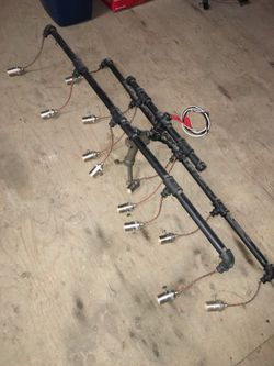 Black galvanized pipe line lights