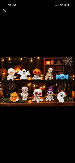💀🎃 10 Mini Halloween Figurines - Pumpkin, Ghost, Mummy, Witch etc