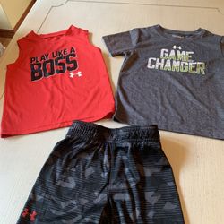 Cute Boys 3T Under Armour 3 Piece Shorts And Shirt Tops Lot