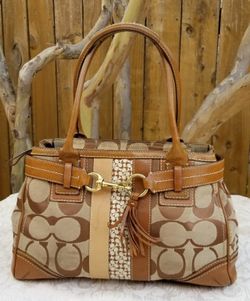 Coach Brown Jacquard Carryall belted Hampton Bag