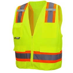 Safety Vest Class 2. High Visibility 5-Pocket Construction Vest (12 Pack)