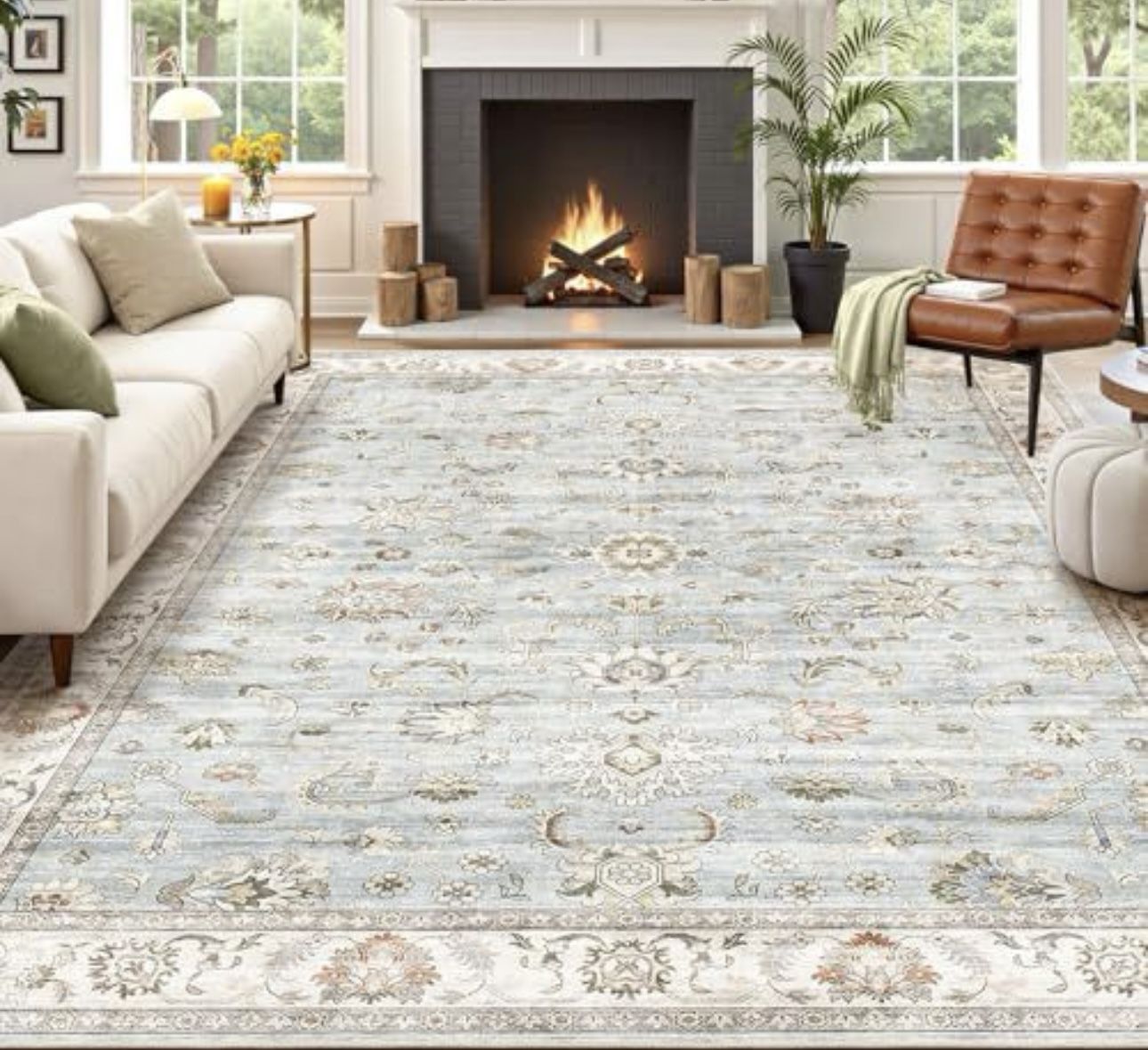 New-10x12 WITSHOCK Soft Vintage rug-Light blue