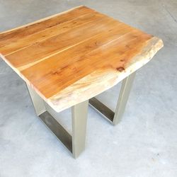 Live Edge Wood End Table
