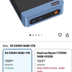 BOSGAME E5 Multi-Functional Mini PC, Ryzen 3 5300U 4-core 8-Thread Dual LAN Desktop Computers, 16GB DDR4 1TB PCIe 3.0x4 SSD, Triple Displays HDMI 2.0x