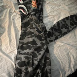Black/grey Bape Hoodie Used *broken Zipper*