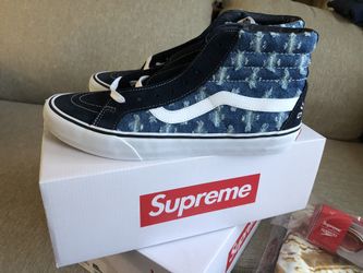 Supreme Vans hole punch denim Blue Sk8 hi