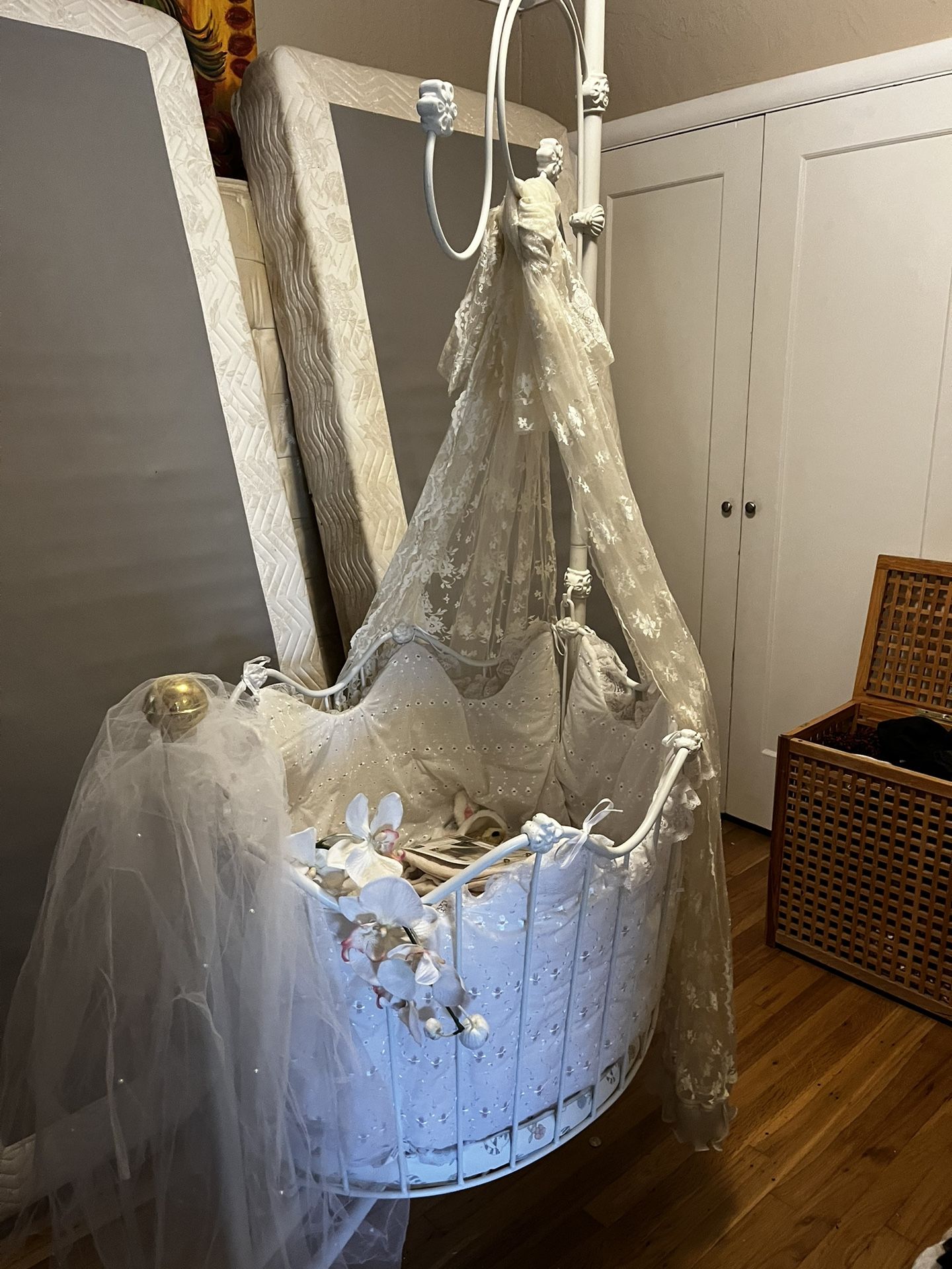 Antique Baby Cradle Comes With Everything That You Say It's Been In My Family For Years. I Don't Have Kids Anymore. I Had All Boys So That.