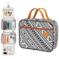 Langwolf Black & White Geometric Insulated Lunch Bag / Travel Organizer with Carry Case