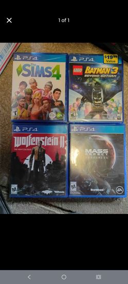 PS4 Game Bundle: The Sims 4, LEGO Batman 3, Wolfenstein II, Mass Effect Andromeda