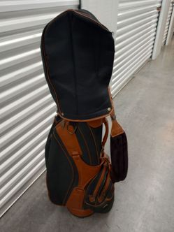 Vintage Knight Golf Stand Bag Black Brown Leather