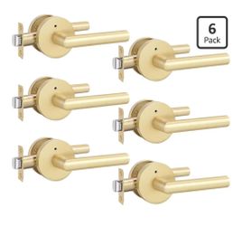 (Brand New in Box) Goldenwarm Gold Door Handles Interior, Privacy Brushed Gold Interior Door Handles, Heavy Duty Zinc Alloy Brushed Brass Door Lever f