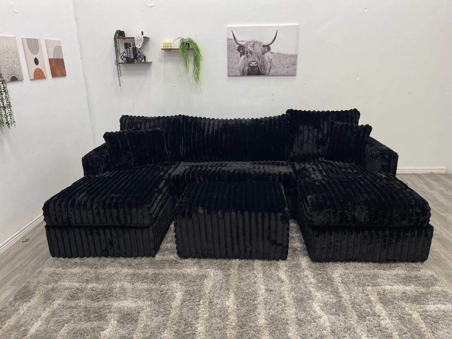 Black Sectional Couch - Free Delivery