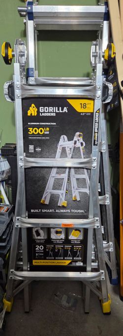18 ft Reach Aluminum Multi-Position Gorilla Ladder with 20 Adjustable Telescoping Positions